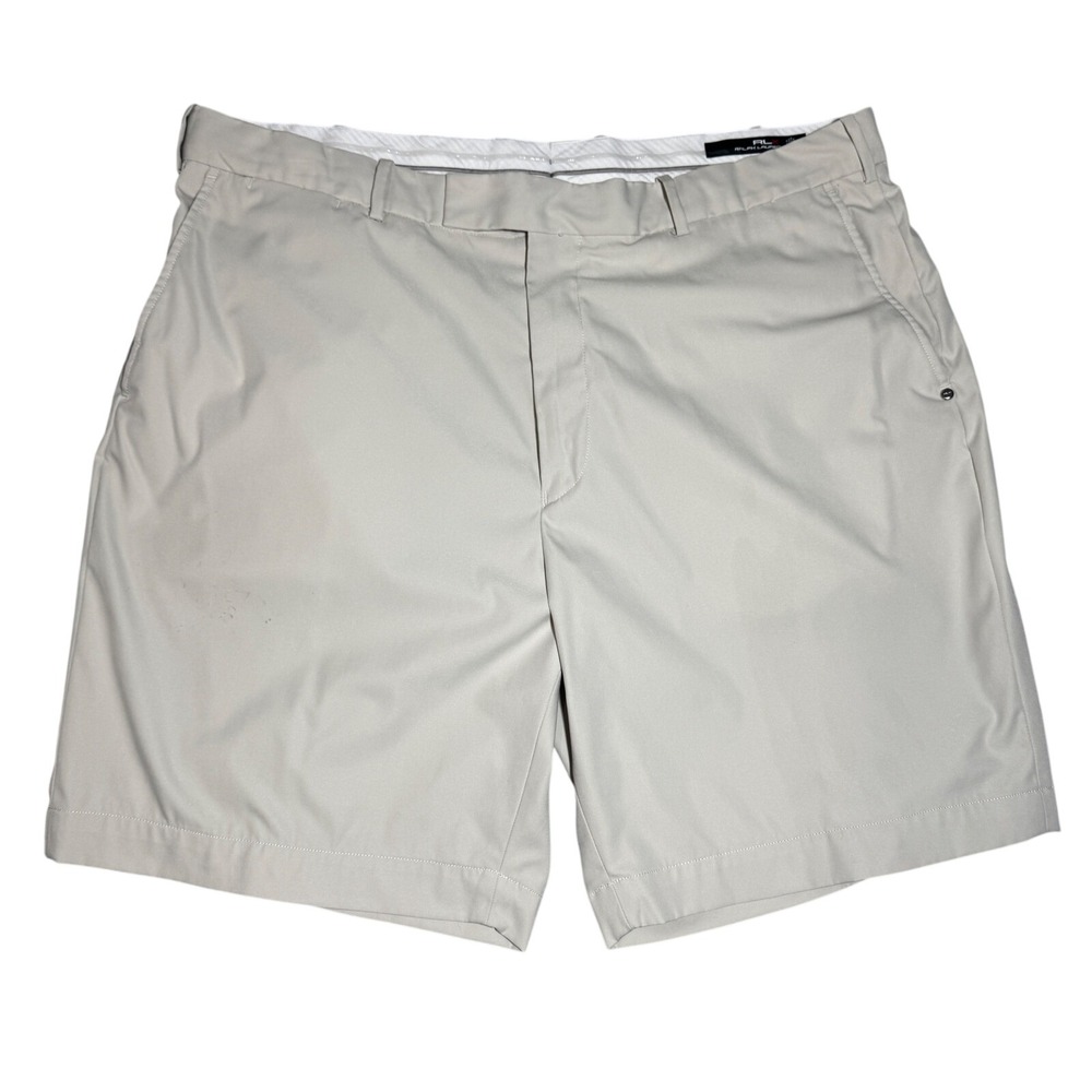 RLX Ralph Lauren Mens Golf Shorts Tan Khaki Flat Front Performance Size‎ 40